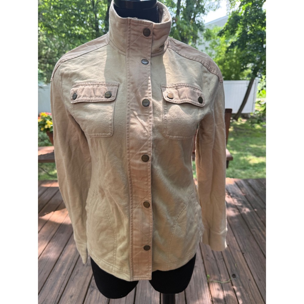Lauren Ralph Lauren Womens Tan Cotton Utility Jacket Field Coat Beige Small